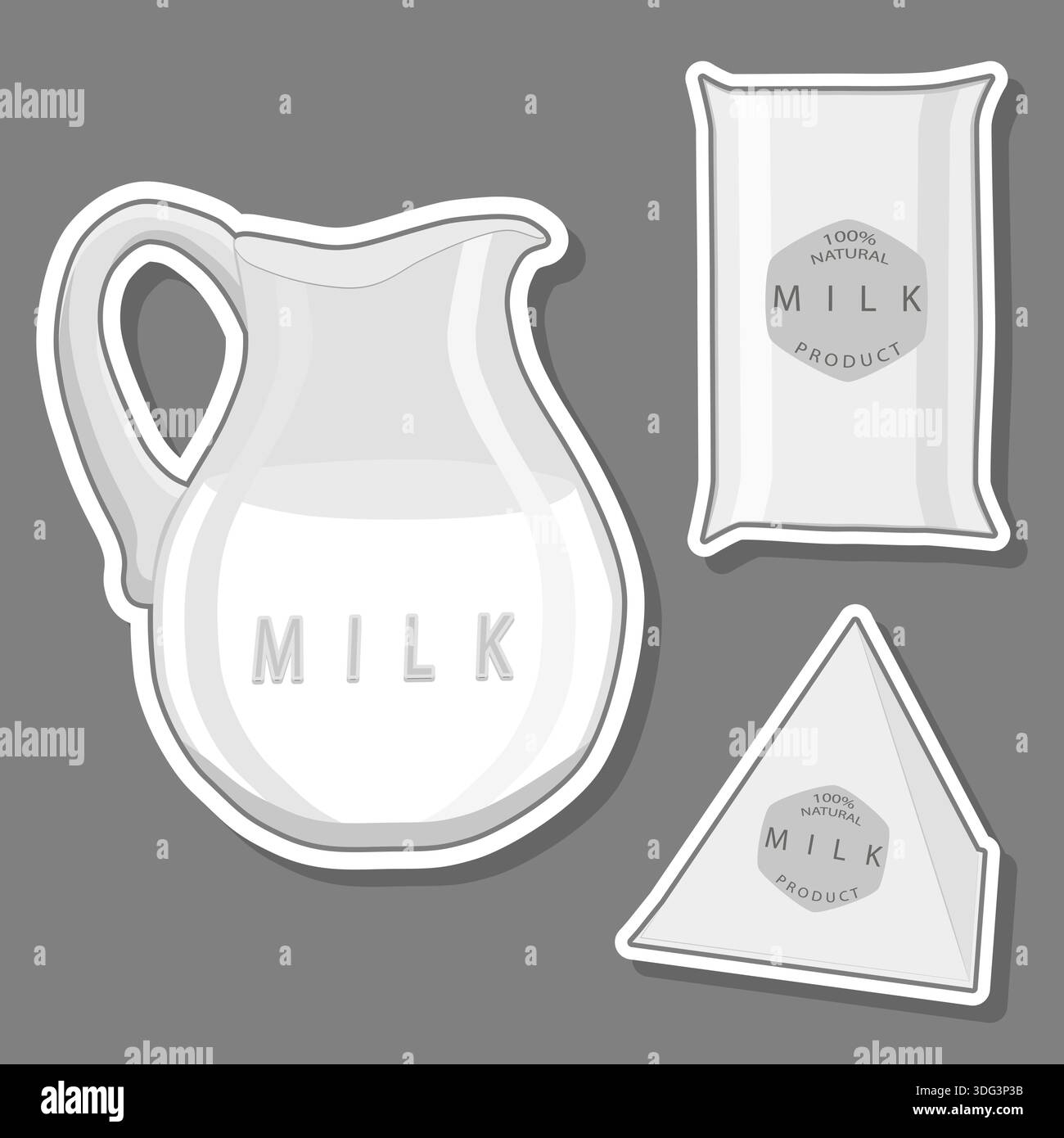 Illustration on theme beautiful carton packaging with white milk, liquid useful milk in carton packaging, carton packaging for natural milk Stock Vector