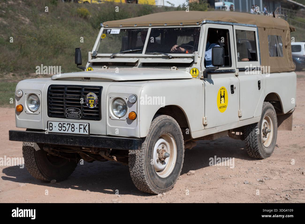 Front view of an iconic Land Rover Santana Series III long-wheelbase ...