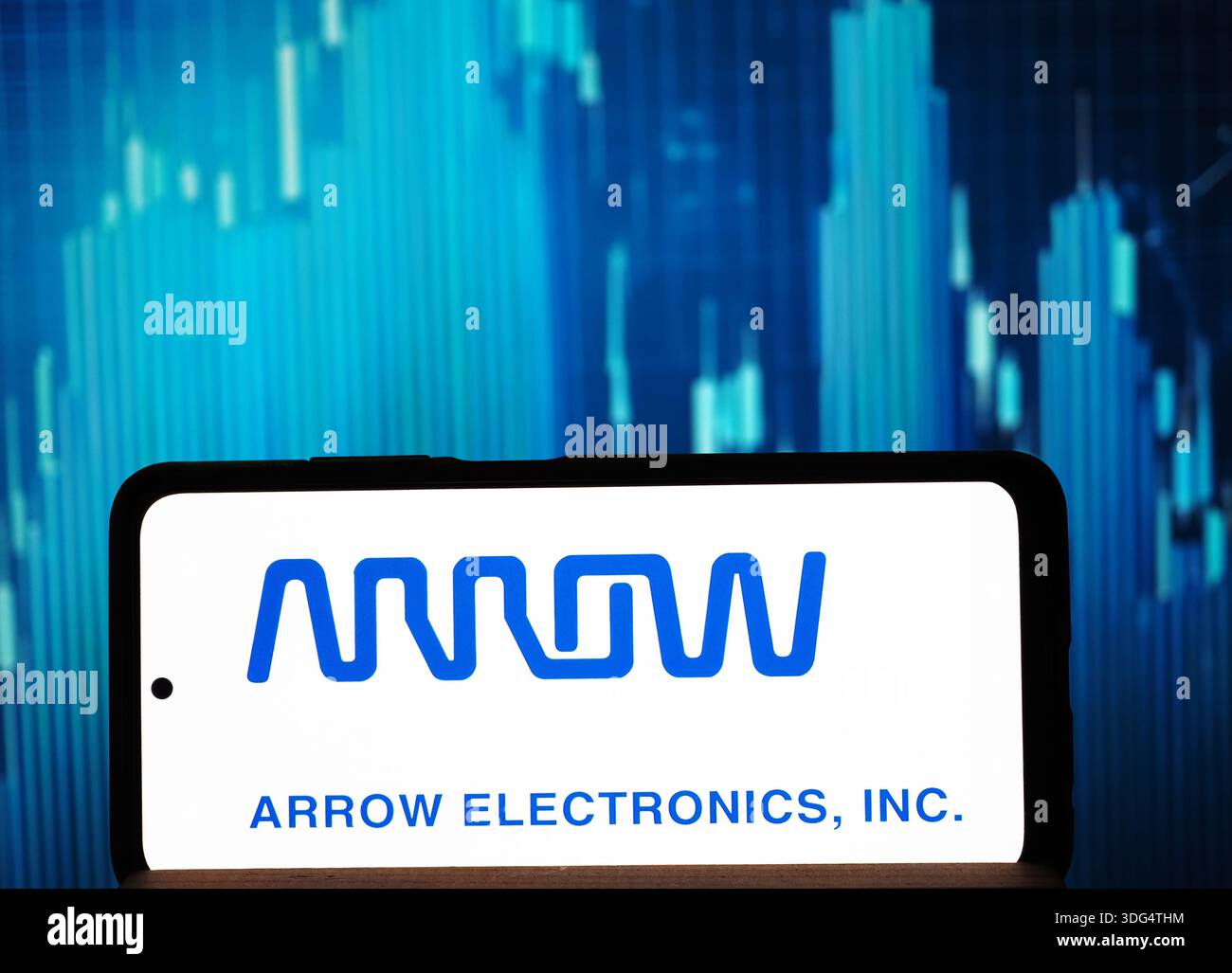 In this photo illustration, the Arrow Electronics, Inc. logo seen ...