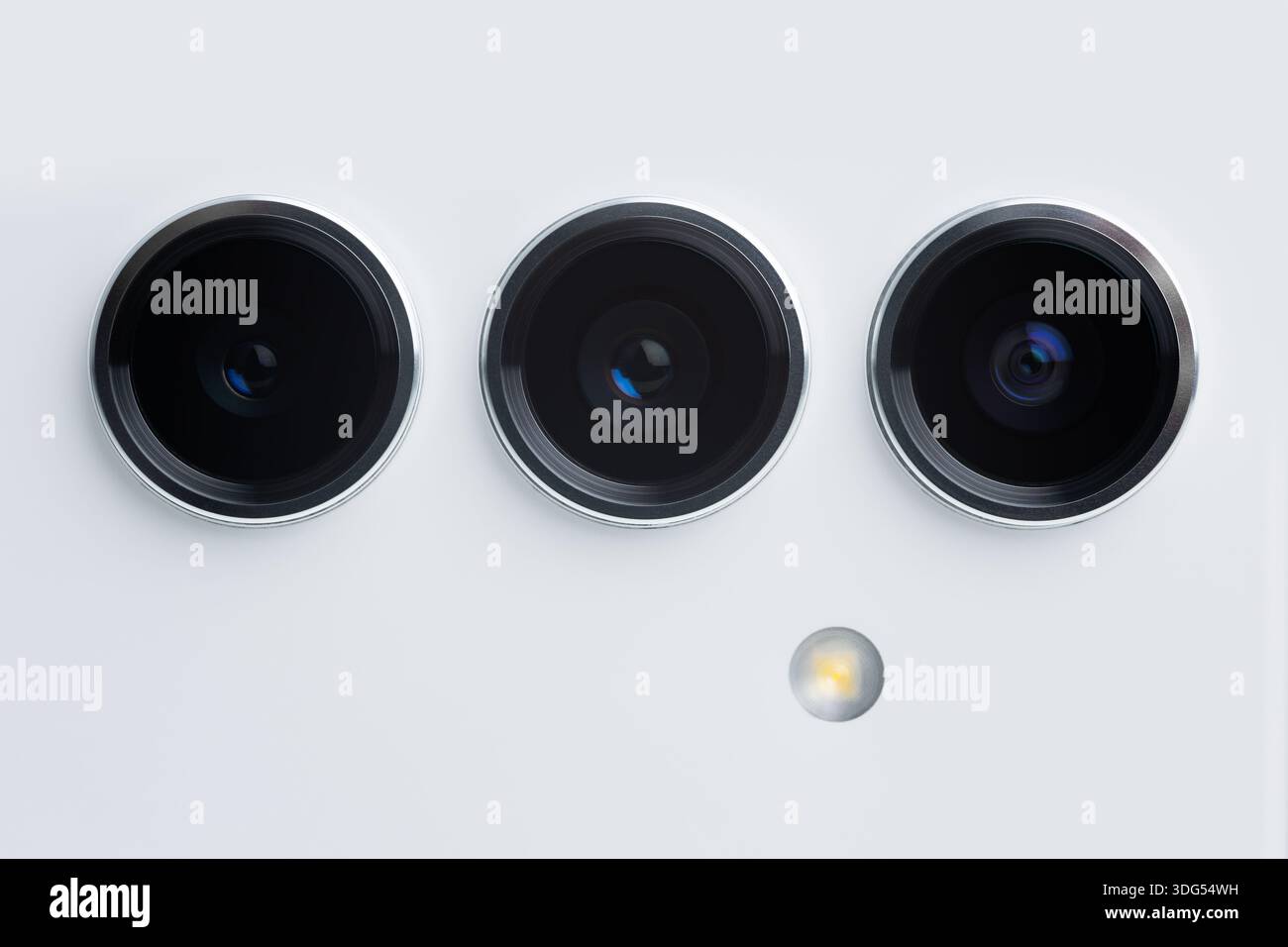 Modern smartphone camera lens, macro view. close up. Stock Photo