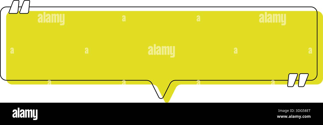 Straight horizontal rectangular balloon with color-filled background, rounded corners, and two quotation marks inside. Stock Vector