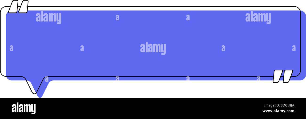 Colorful horizontal rectangular balloon with rounded corners, two centered quotation marks, and offset black outline. Stock Vector