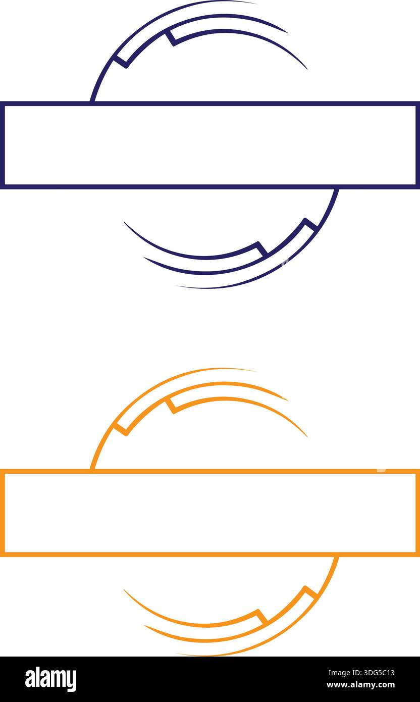 Circle stamp frame template. Vector draft element for stamp seals in blue color Stock Vector