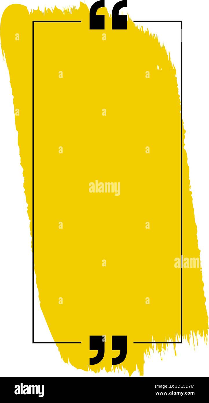Vertical rectangular balloon featuring a colorful brush background, offset outline, and quotation marks inside. Stock Vector