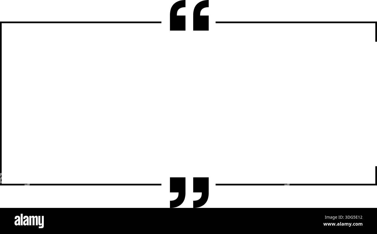 Rectangular balloon with a gap on the side edge, outlined in black with quotation marks inside. Stock Vector