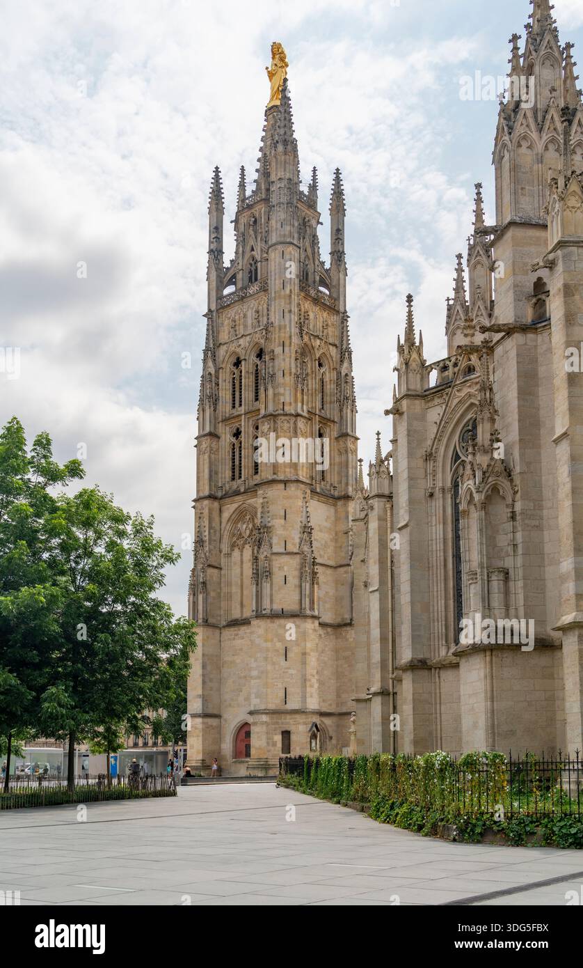 Pey-Berland Tower in Bordeaux, a city on the river Garonne in the Gironde department in southwestern France Stock Photo