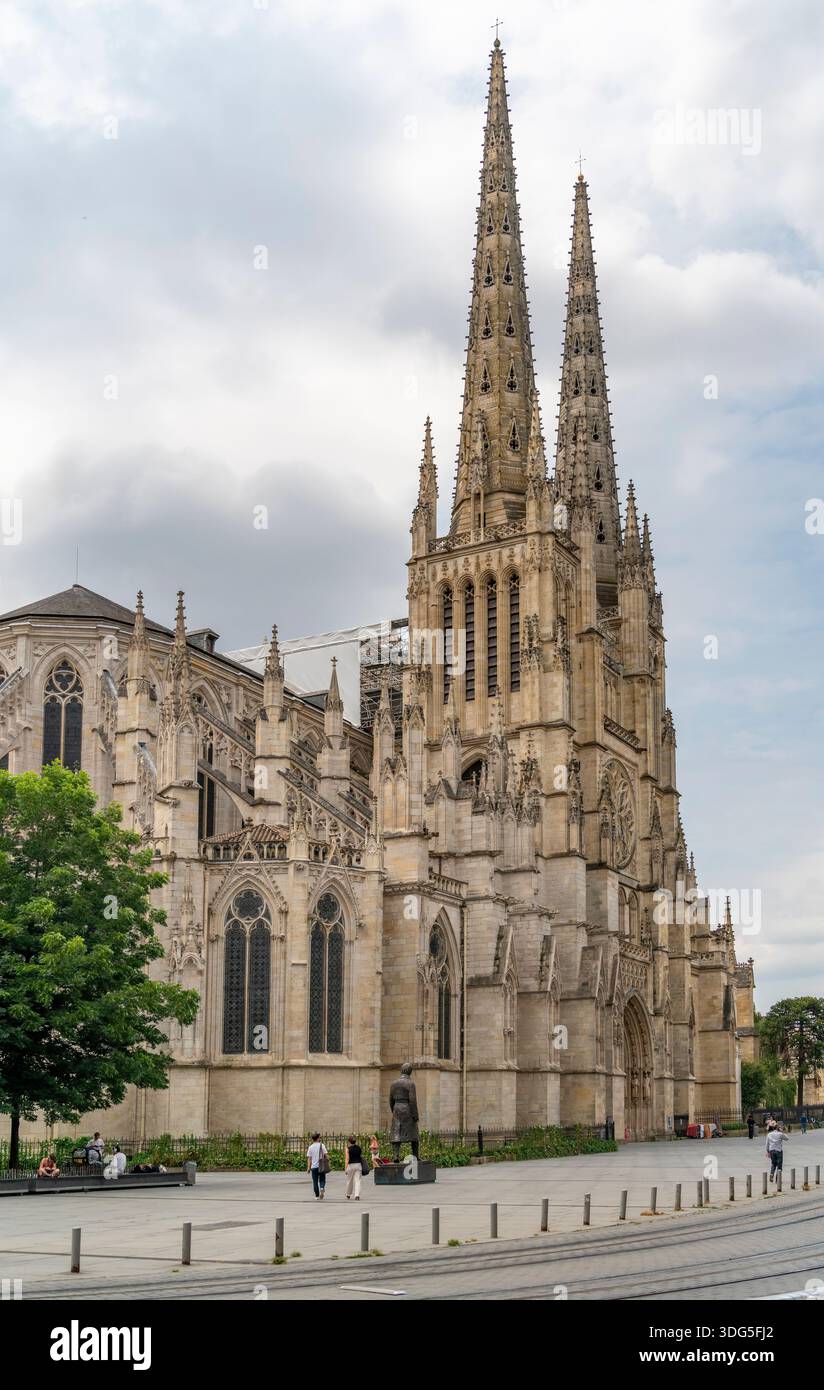 Primatial Cathedral of St Andrew of Bordeaux, a city on the river Garonne in the Gironde department in southwestern France Stock Photo