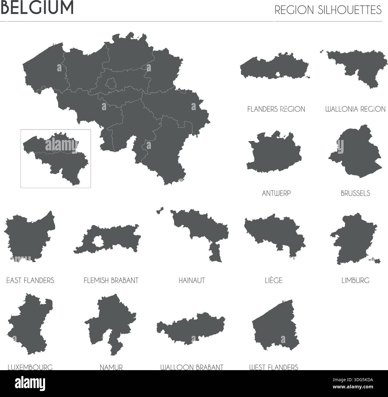 High Detailed Belgium Physical Map Labeling Image 362x320