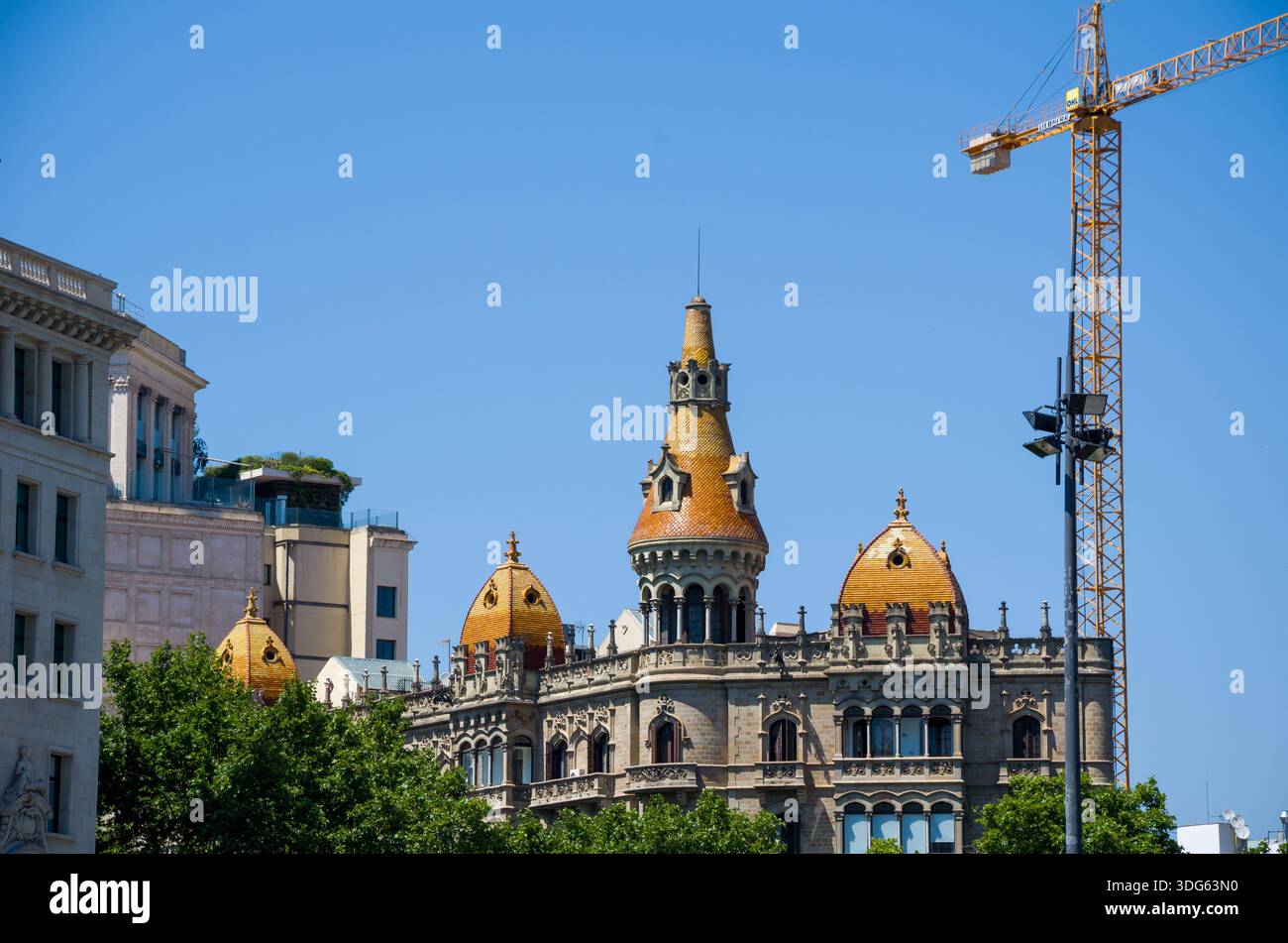 History Building Tower Historic building with ornate towers and construction crane Stock Photo ...