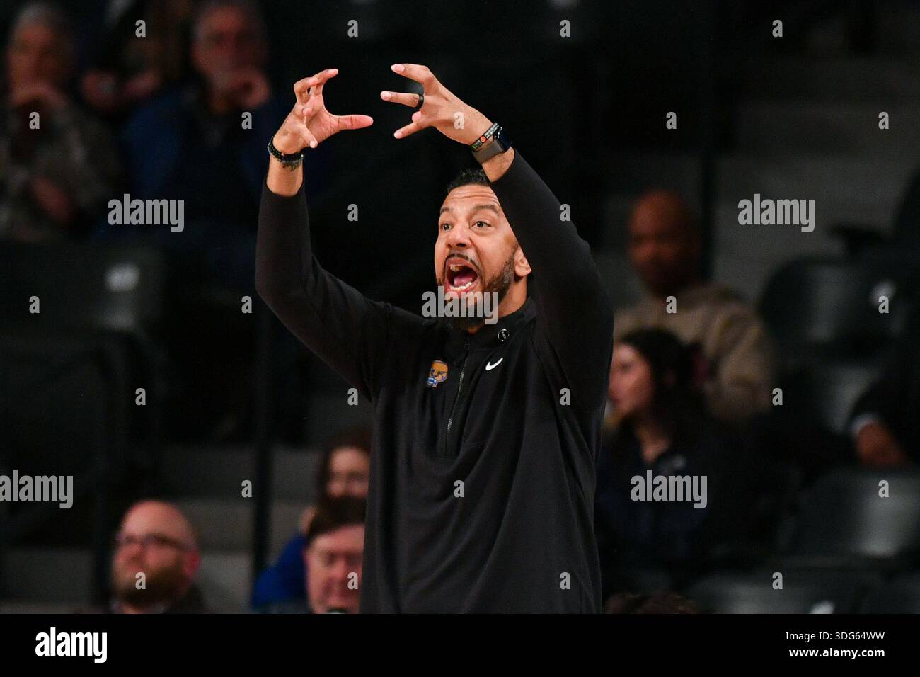 ATLANTA, GA - JANUARY 14: Pittsburgh assistant coach Jason Capel reacts ...