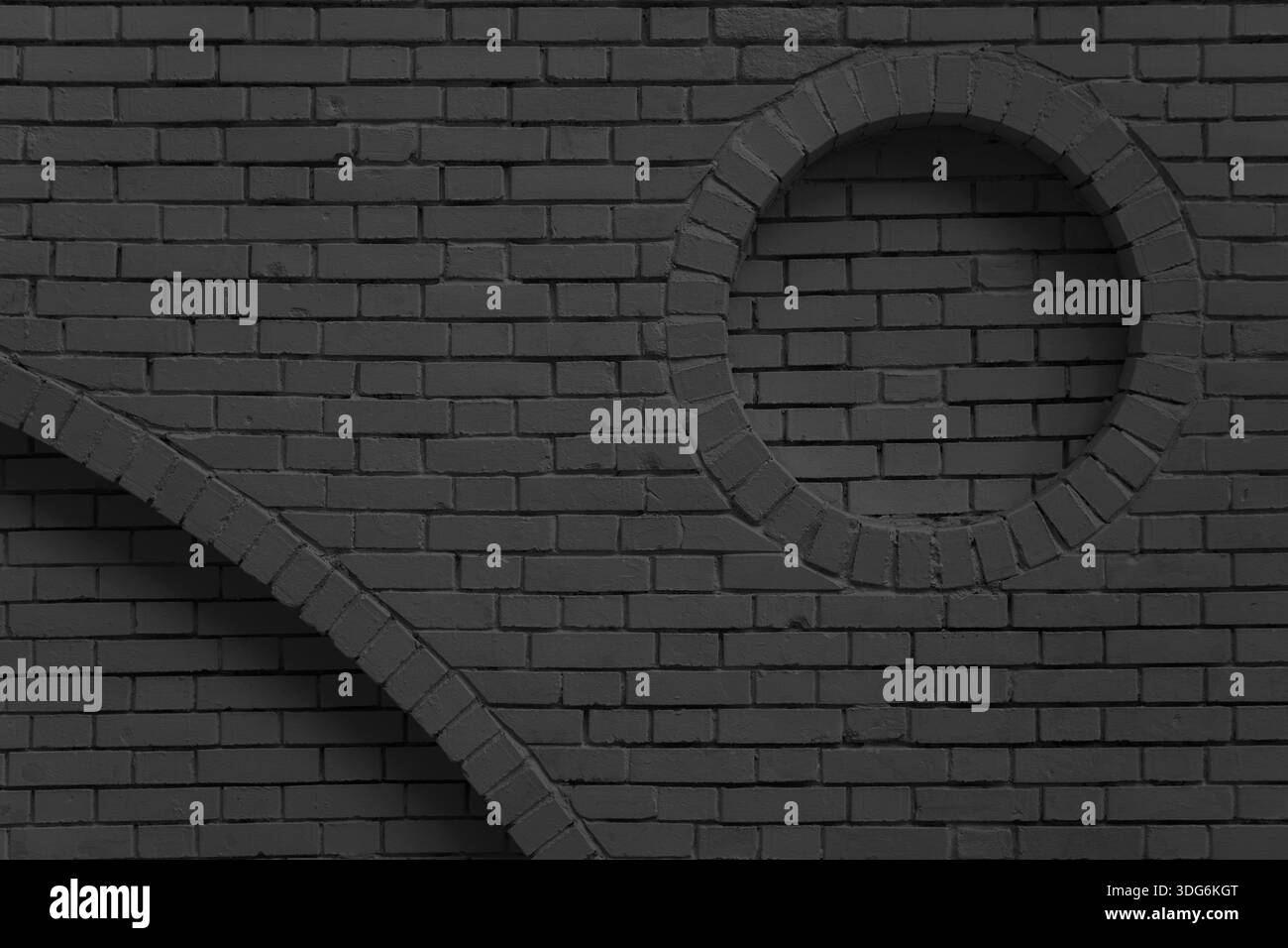 Brickwork with circular and arched elements made of black bricks. The ...