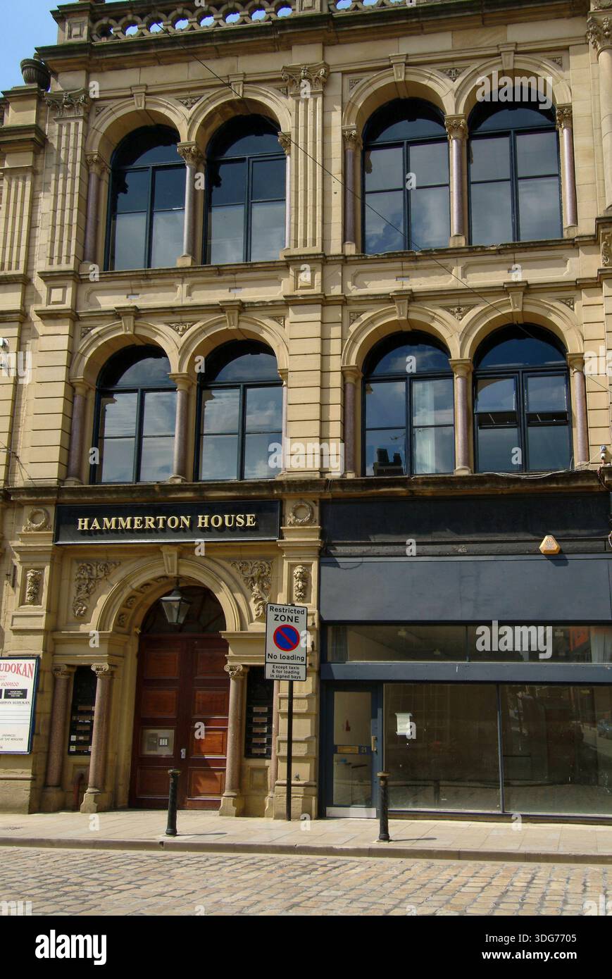 Victorian façade of Hammerton House in a northern English town ...