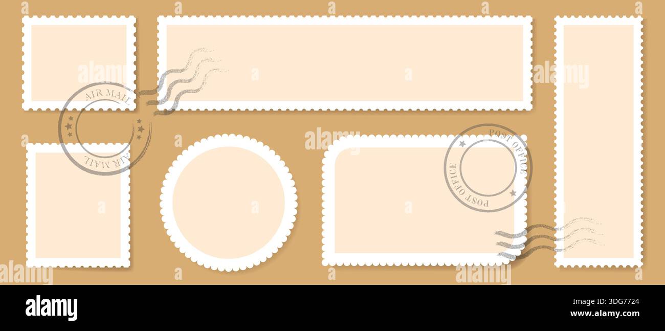 Black postage of various shape hi-res stock photography and images - Alamy