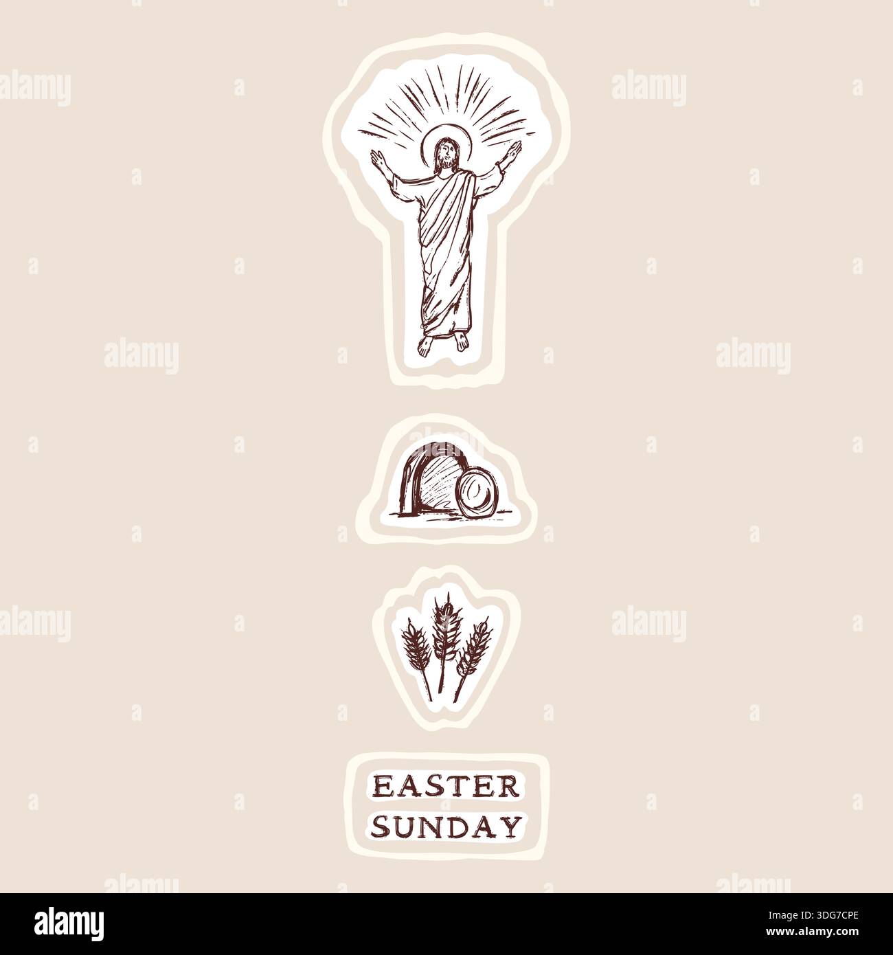 Easter sunday religious christian easter icon set with risen Christ ...