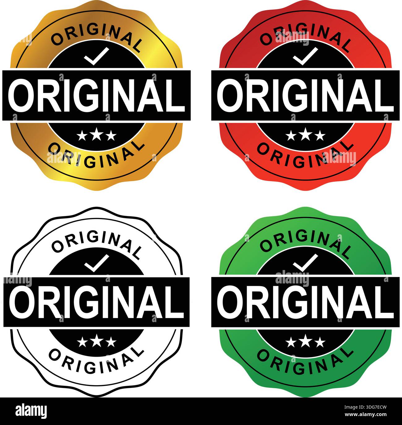 Legit Mark Original stamp badge labels with check mark and star symbols Stock ...