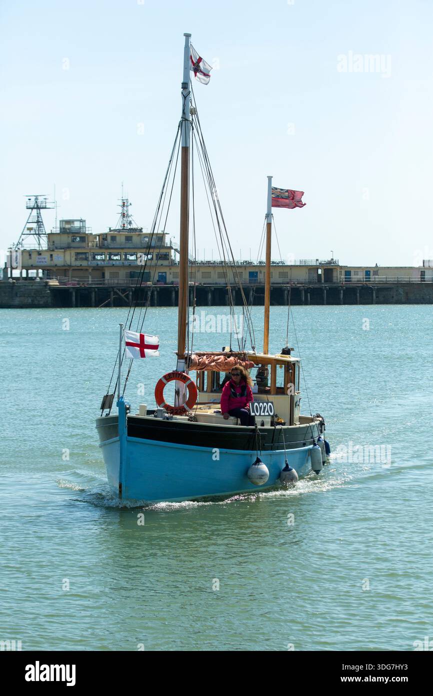 Dunkirk Little Lititia arrives in Ramsgate to take part in the 85th Anniversary Commeorative Return to Dunkirk in May 2025. This boat took part in Operation Dynamo in 1940, rescuing British and Allied troops off the beaches of Dunkirk. Stock Photo