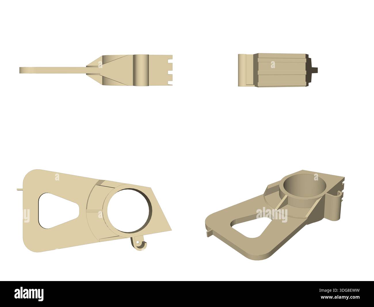 printed, mount, information, cylindrical, holes, hold, another, 3d, model, cad, part, engineering, mechanical, extrude, revolve, sweep, loft, coil, sk Stock Photo