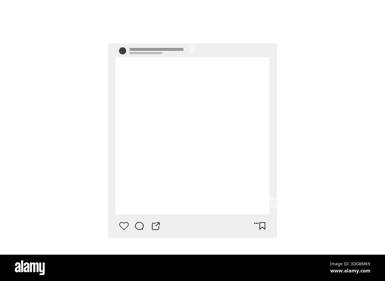 Social media post template for blogger. Empty frame with icons on white ...