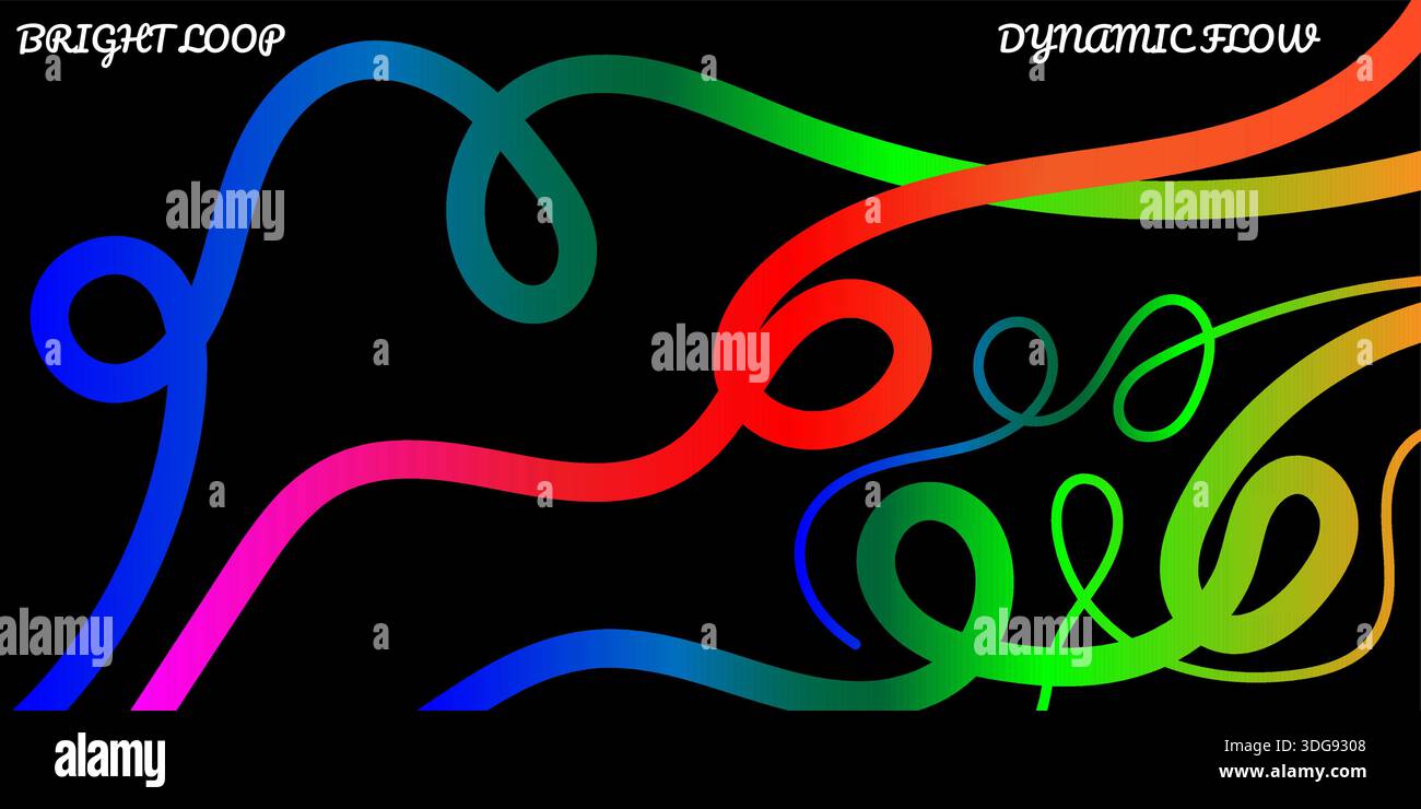 Energetic abstract wave lines with colorful gradient glow Stock Vector