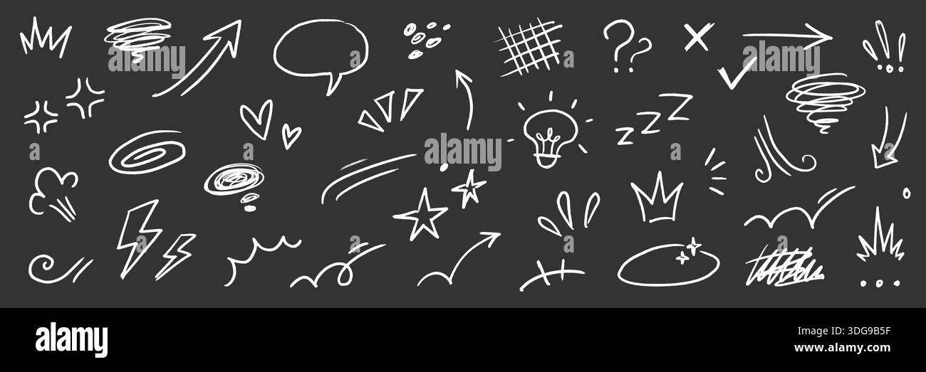 Line cartoon comic hand drawn movement elements. Hand drawn doodle line ...