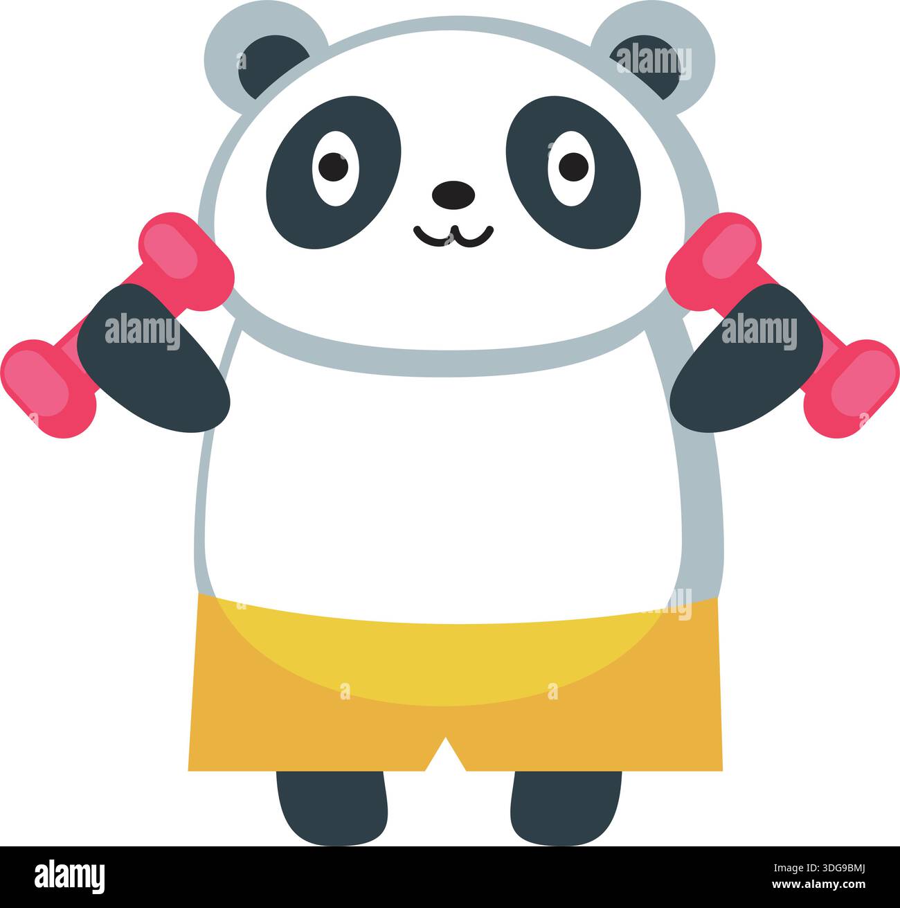 Panda animal training with dumbbells vector icon Stock Vector