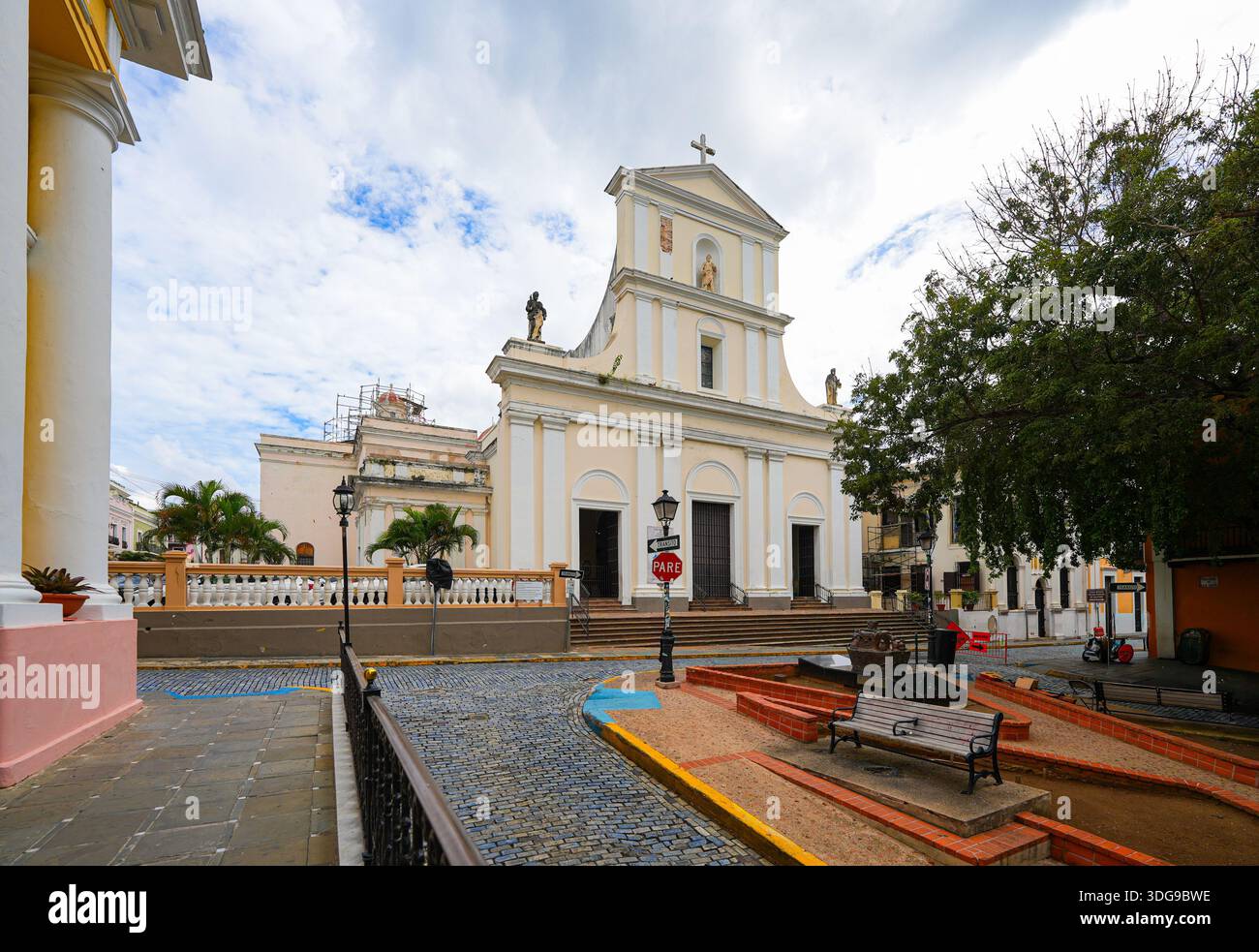 Facade of the Catedral Basilica Menor de San Juan Bautista in San Juan ...