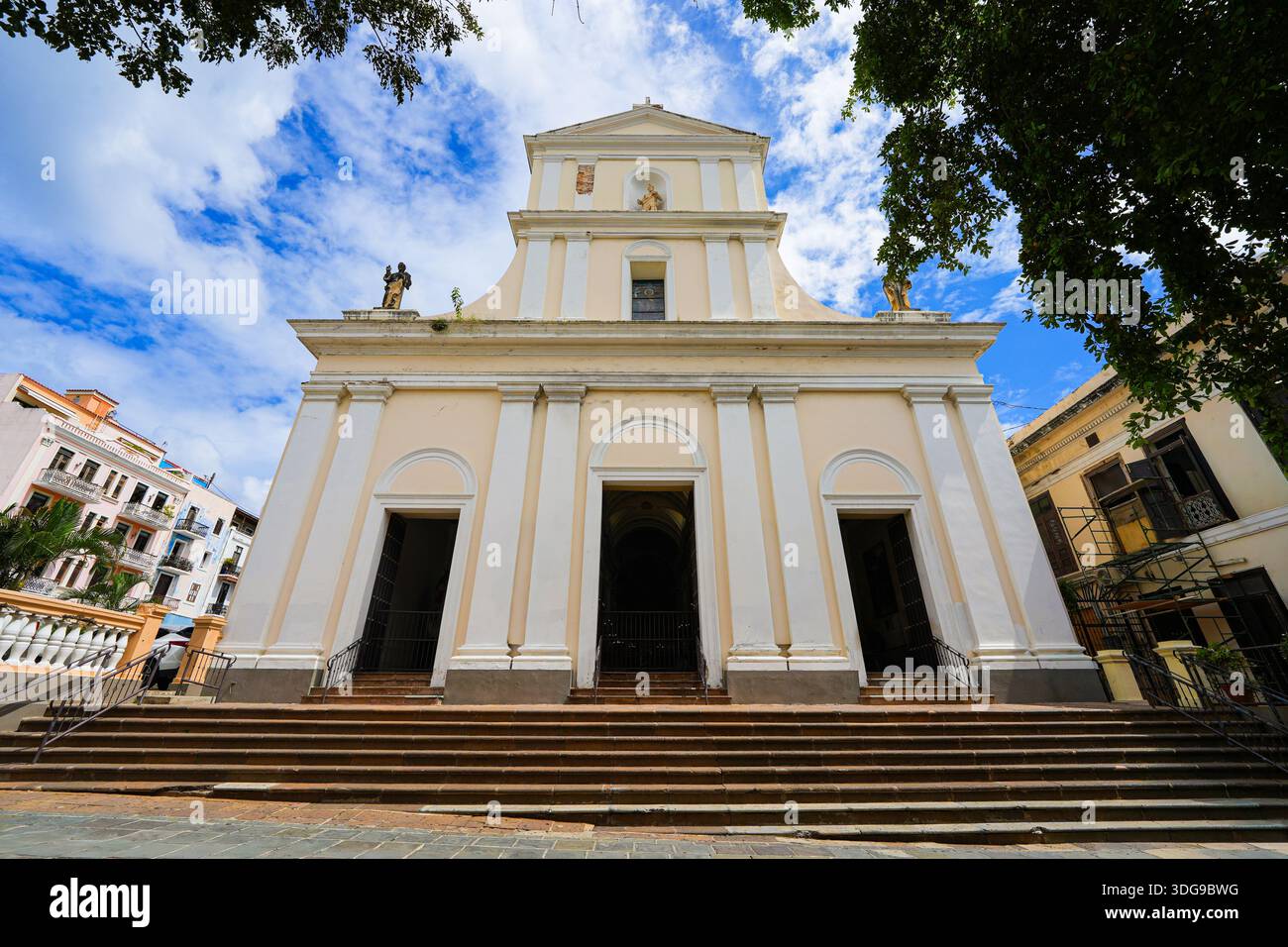 Facade of the Catedral Basilica Menor de San Juan Bautista in San Juan ...