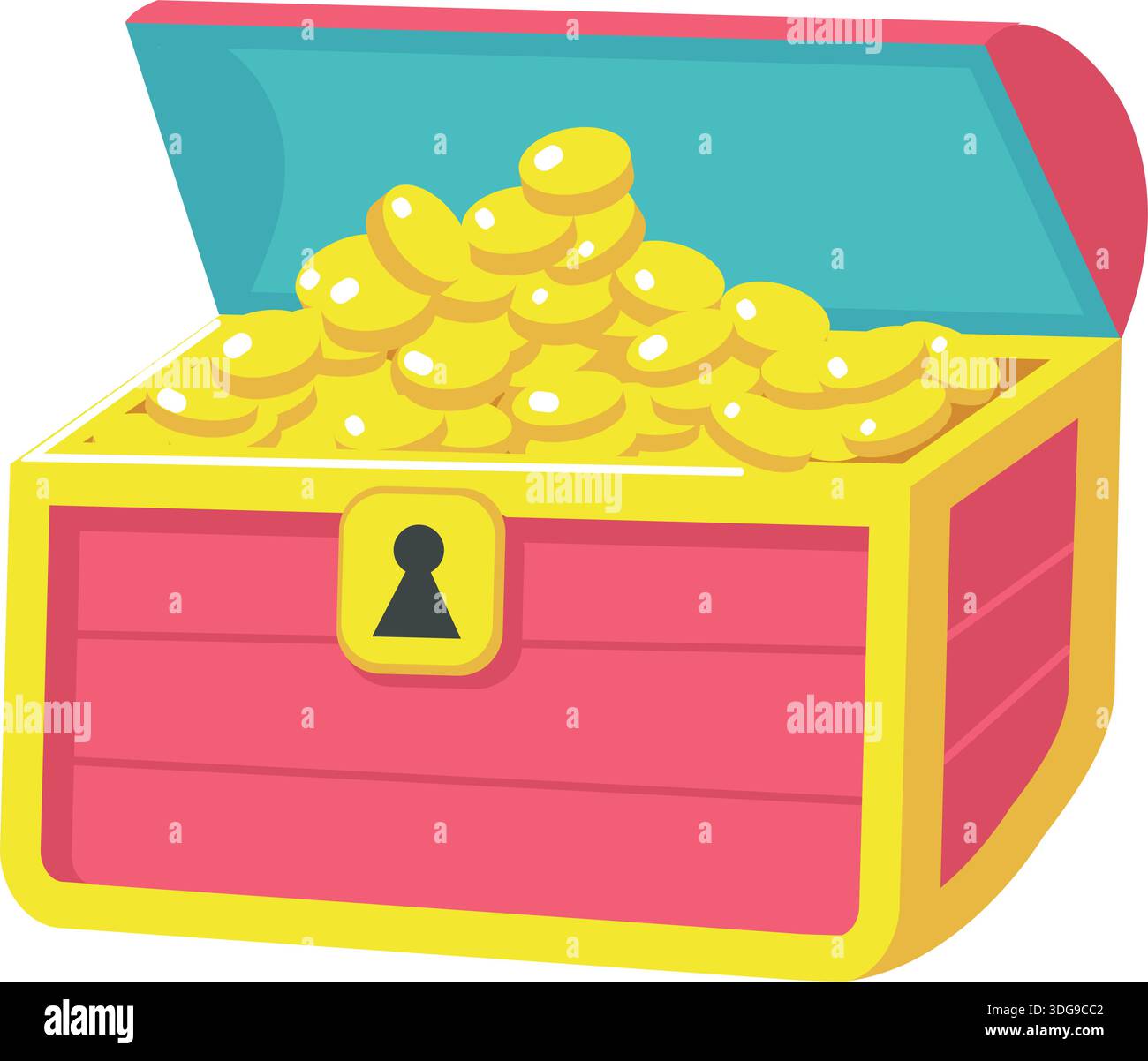 Vector cartoon gold treasure chest box icon Stock Vector