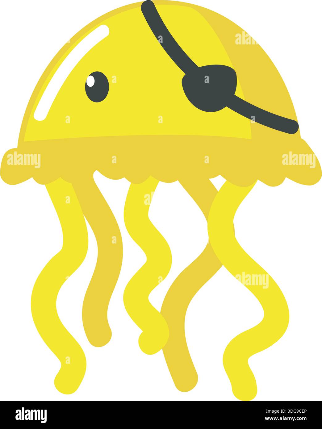 Cute pirate jellyfish animal in eye patch vector Stock Vector