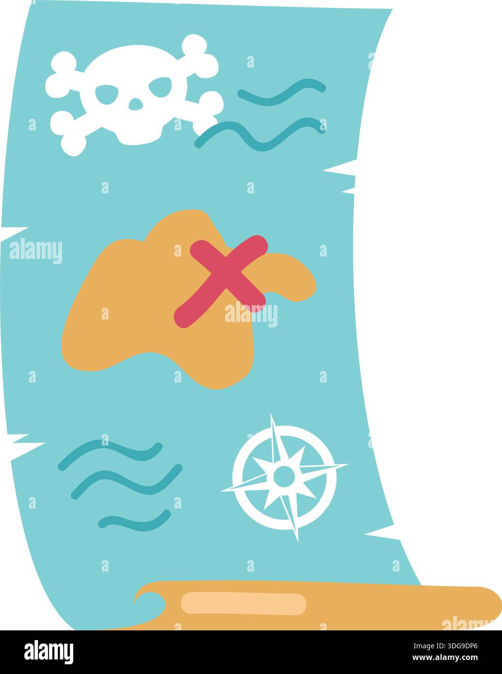 Cartoon treasure map vector with island in ocean Stock Vector Image ...