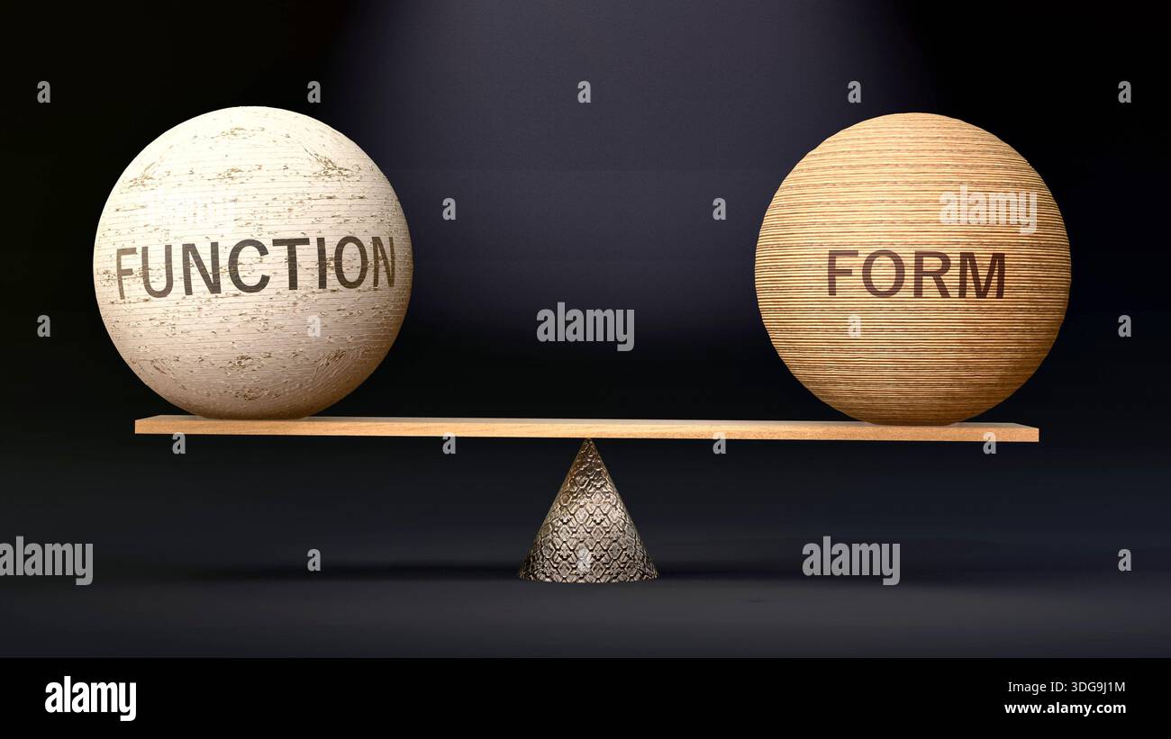 Form and function in balance - balancing stones on a scale symbolizing ...