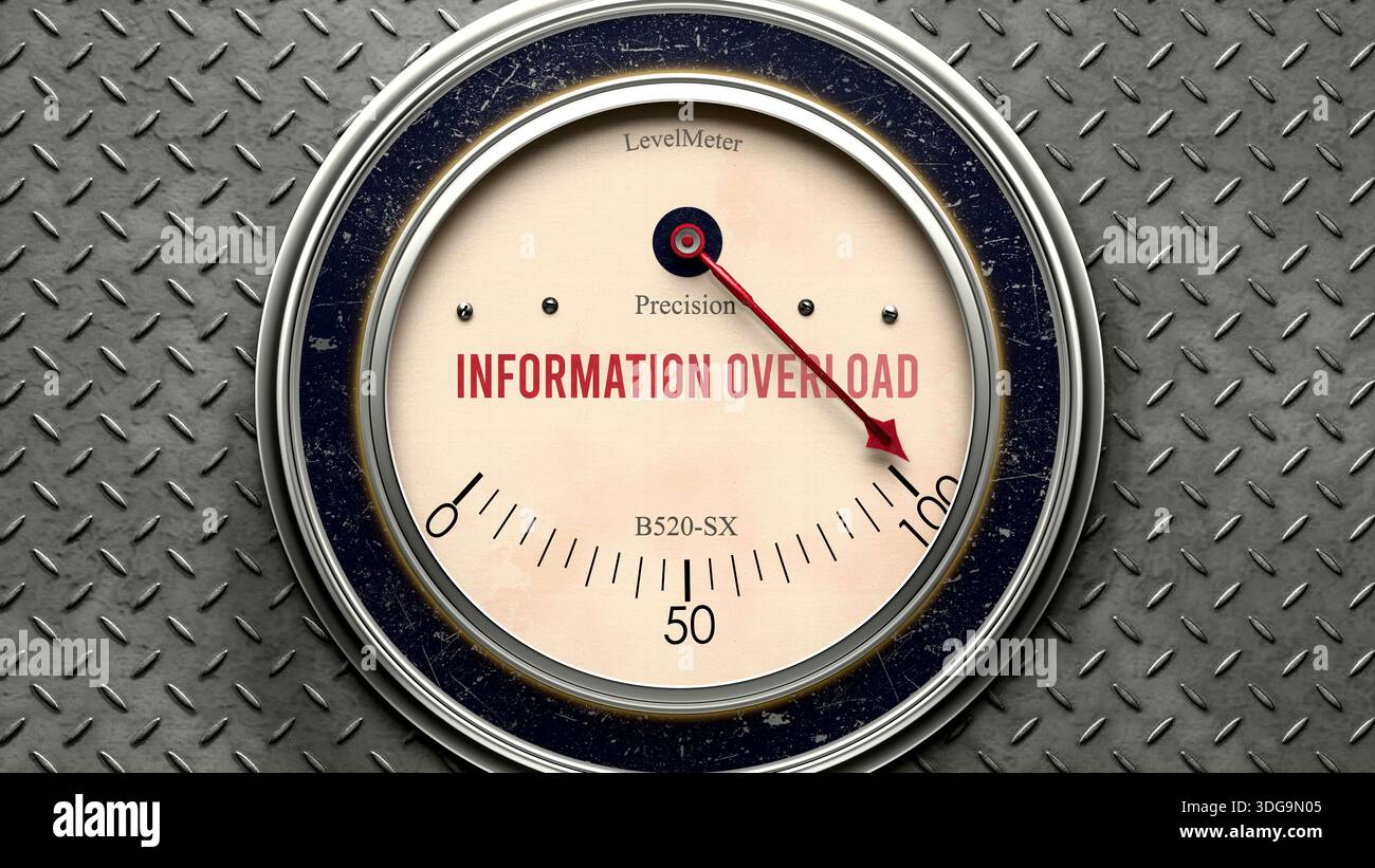 Information Overload that is hitting a full scale, showing a very high  level of information overload, overload of it, too much of it. Maximum value,  o Stock Photo - Alamy