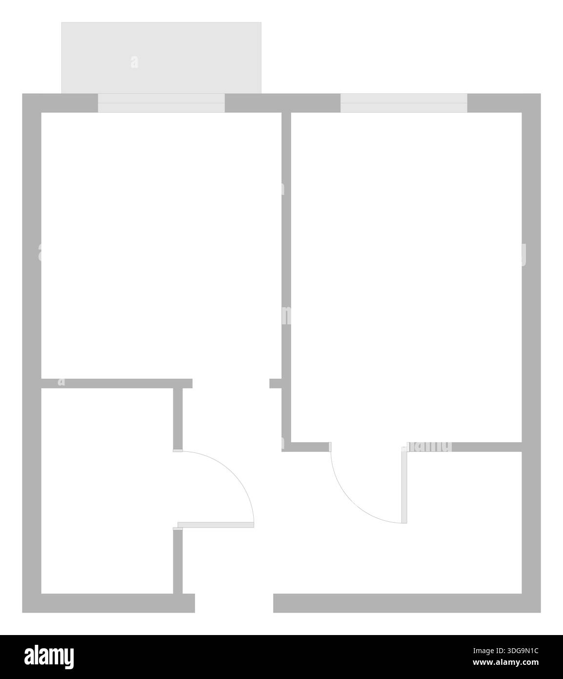 Minimalist floorplan drawing of unfurnished apartment in line style ...