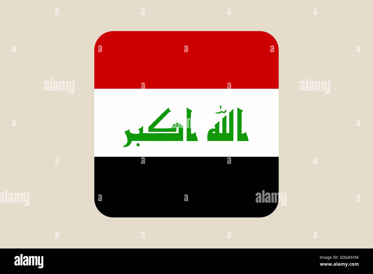 Iraqi national flag vector displayed as a modern rounded square web ...