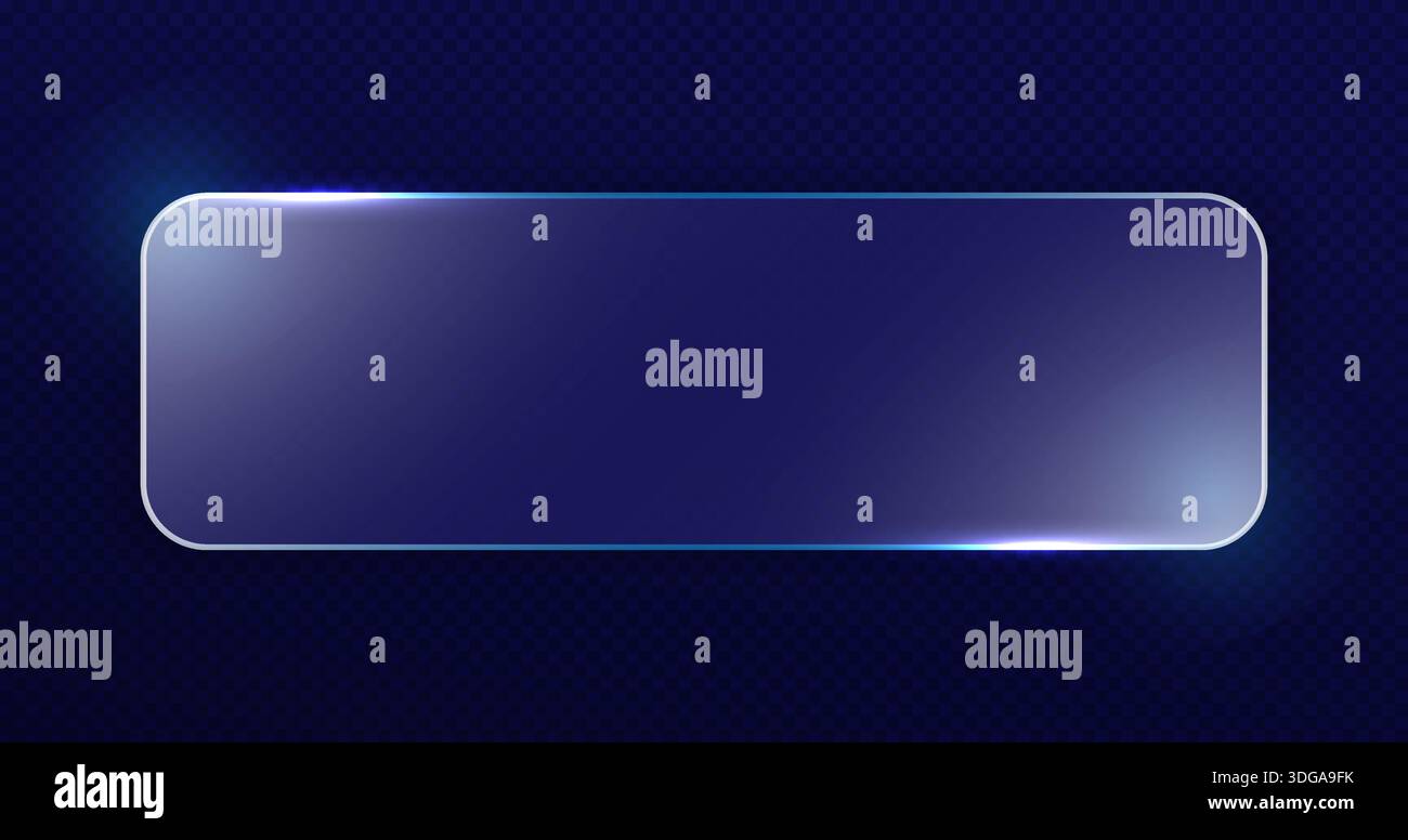 Transparent frosted glass rectangle. Glassmorphism element in dark blue ...