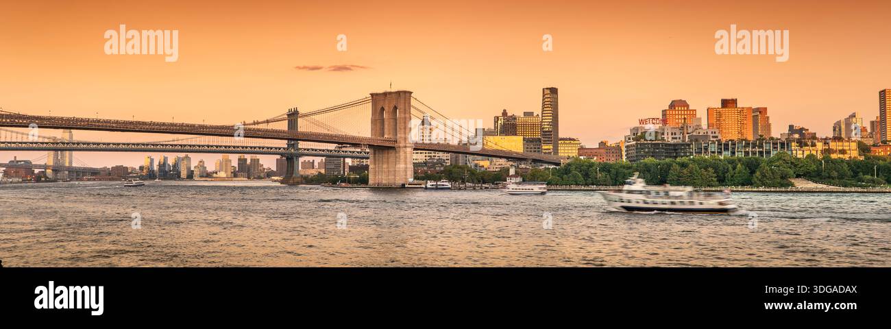 New York City skyline view of downtown Brooklyn across the East River ...