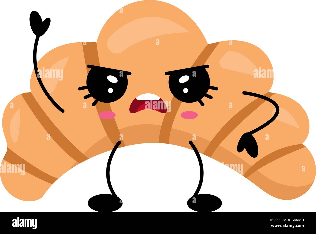 Angry Foo Funny angry kawaii croissant character with expressive face and ...