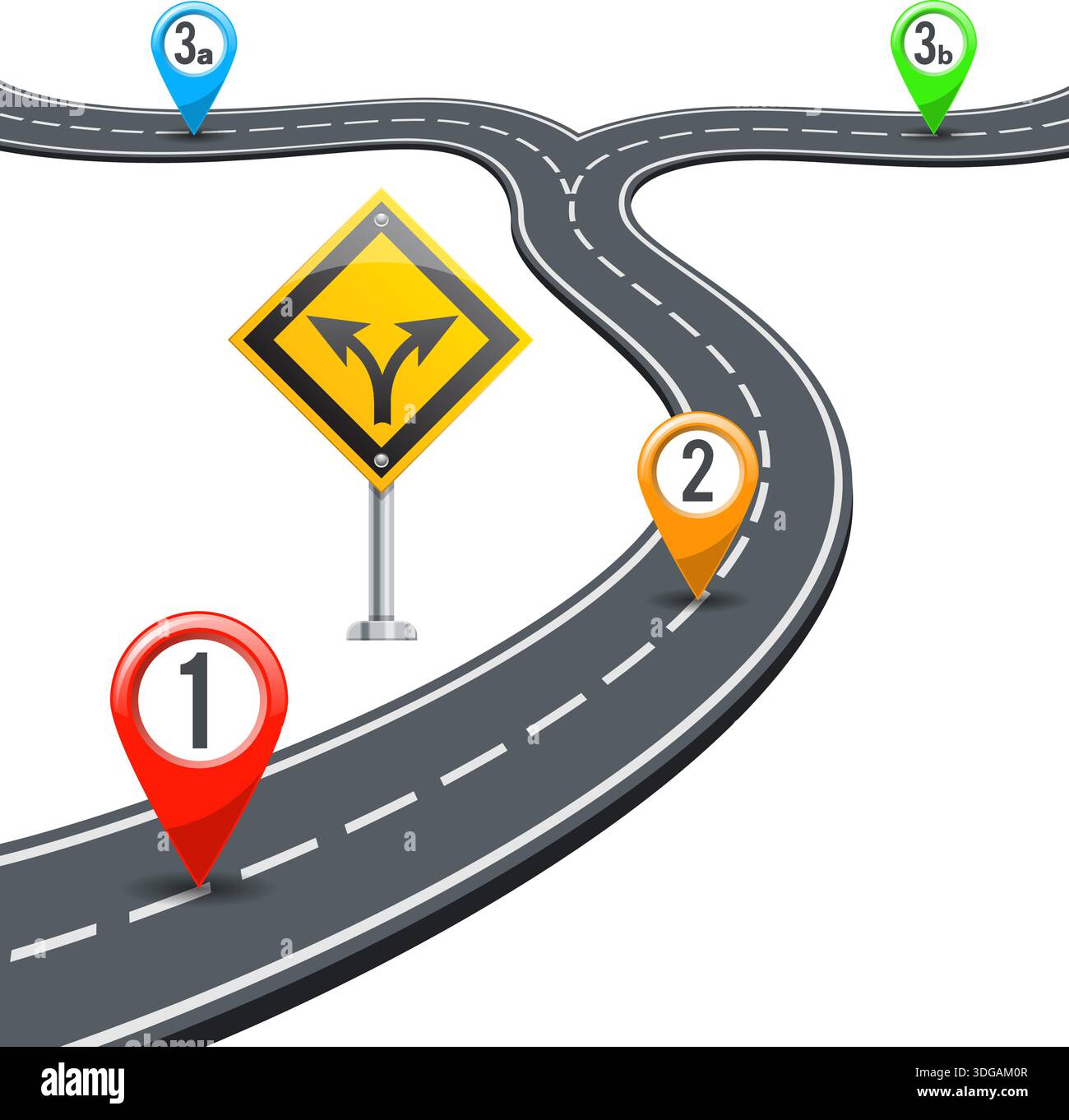 Business Concept with Timeline Road Infographics, Pin Pointers and Road ...