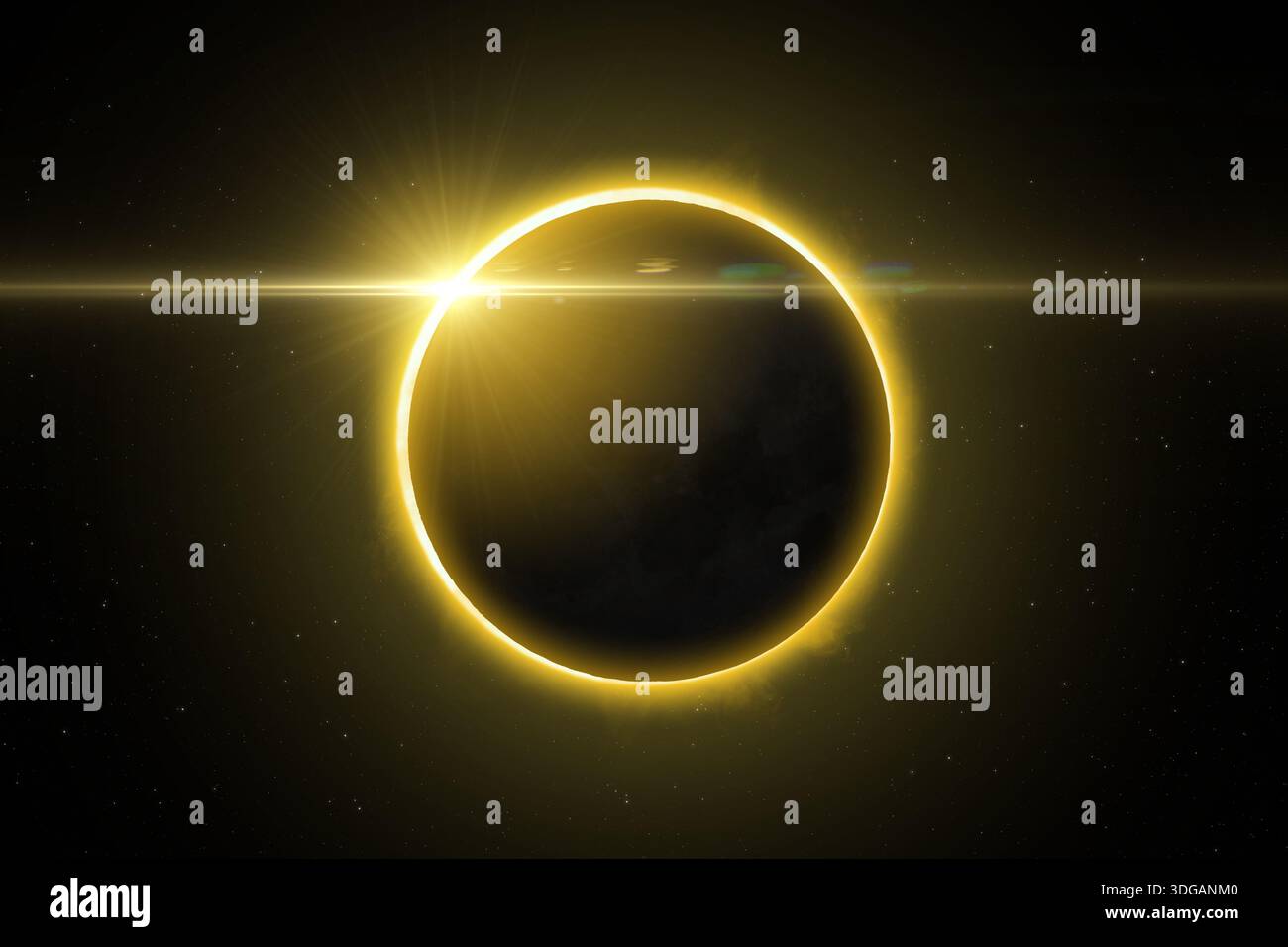Total Solar Eclipse. A total solar eclipse in the sky with full coverage of the sun. Elements of this image furnished by NASA. Stock Photo