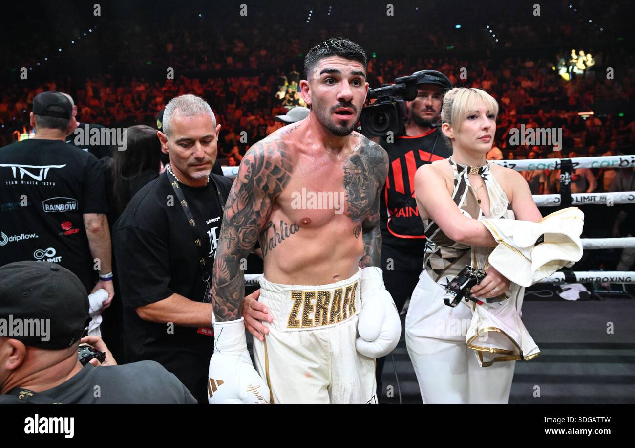 Brisbane, Australia. 16th Jan, 2026. Michael Zerafa is seen reacting ...