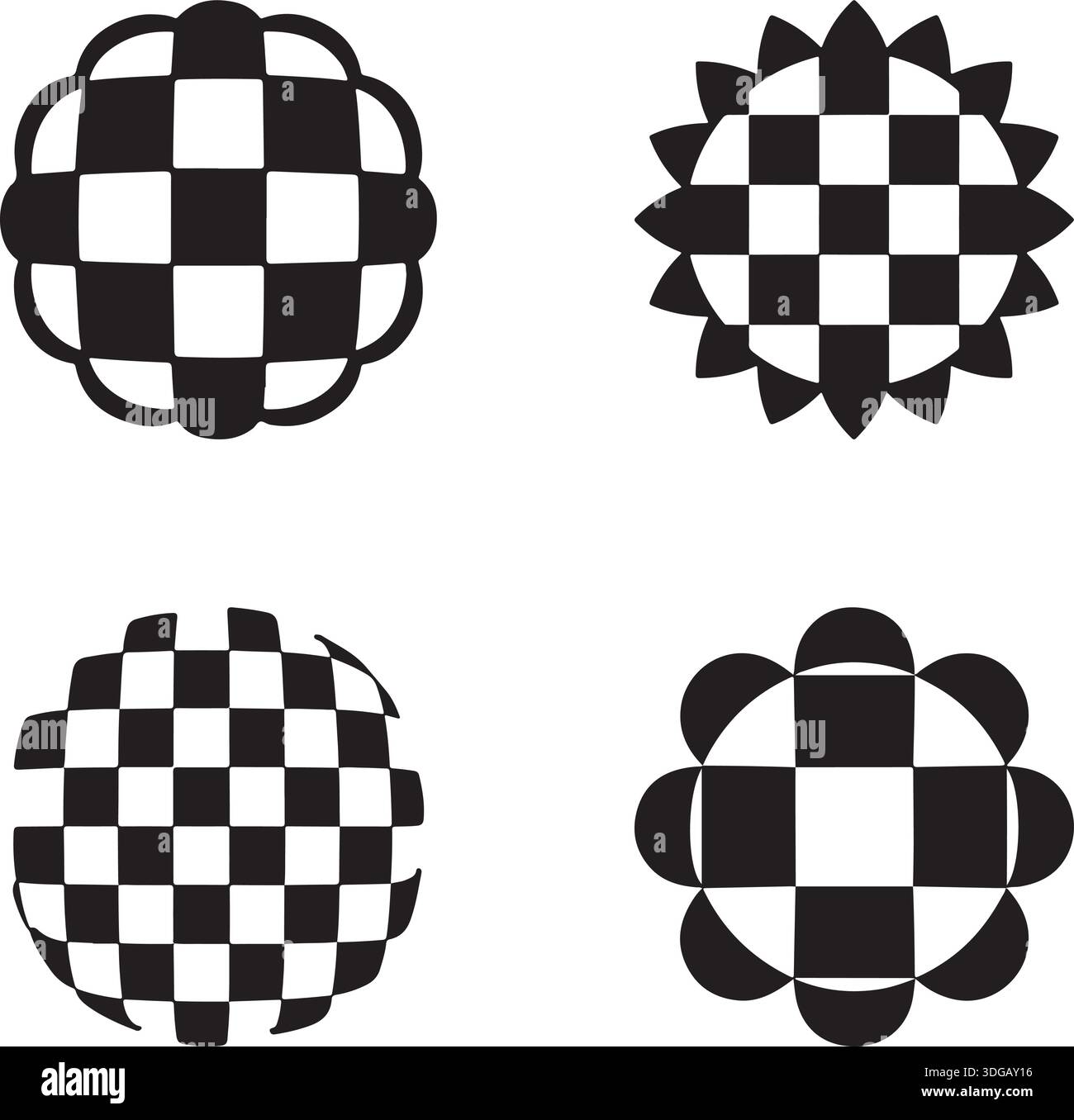 Checkered Geometric Abstract Silhouette and Vector Set for Graphic Design Stock Vector