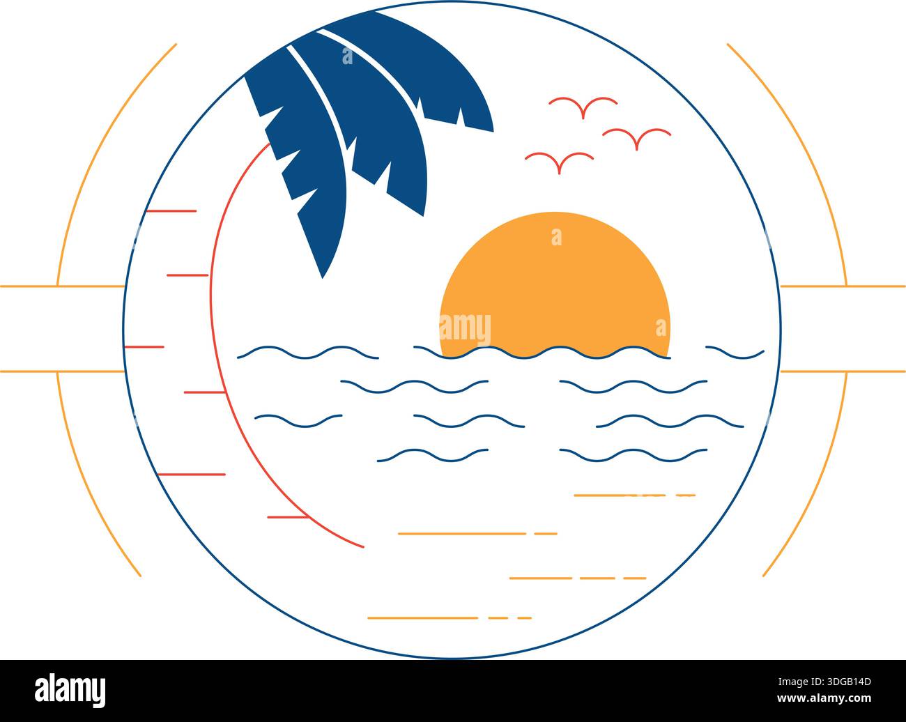 Natural beach logo template design emblem vector Stock Vector