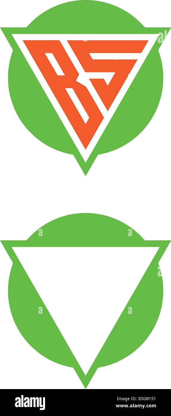 Triangle and Circle Design Logo Black Green Stock Vector
