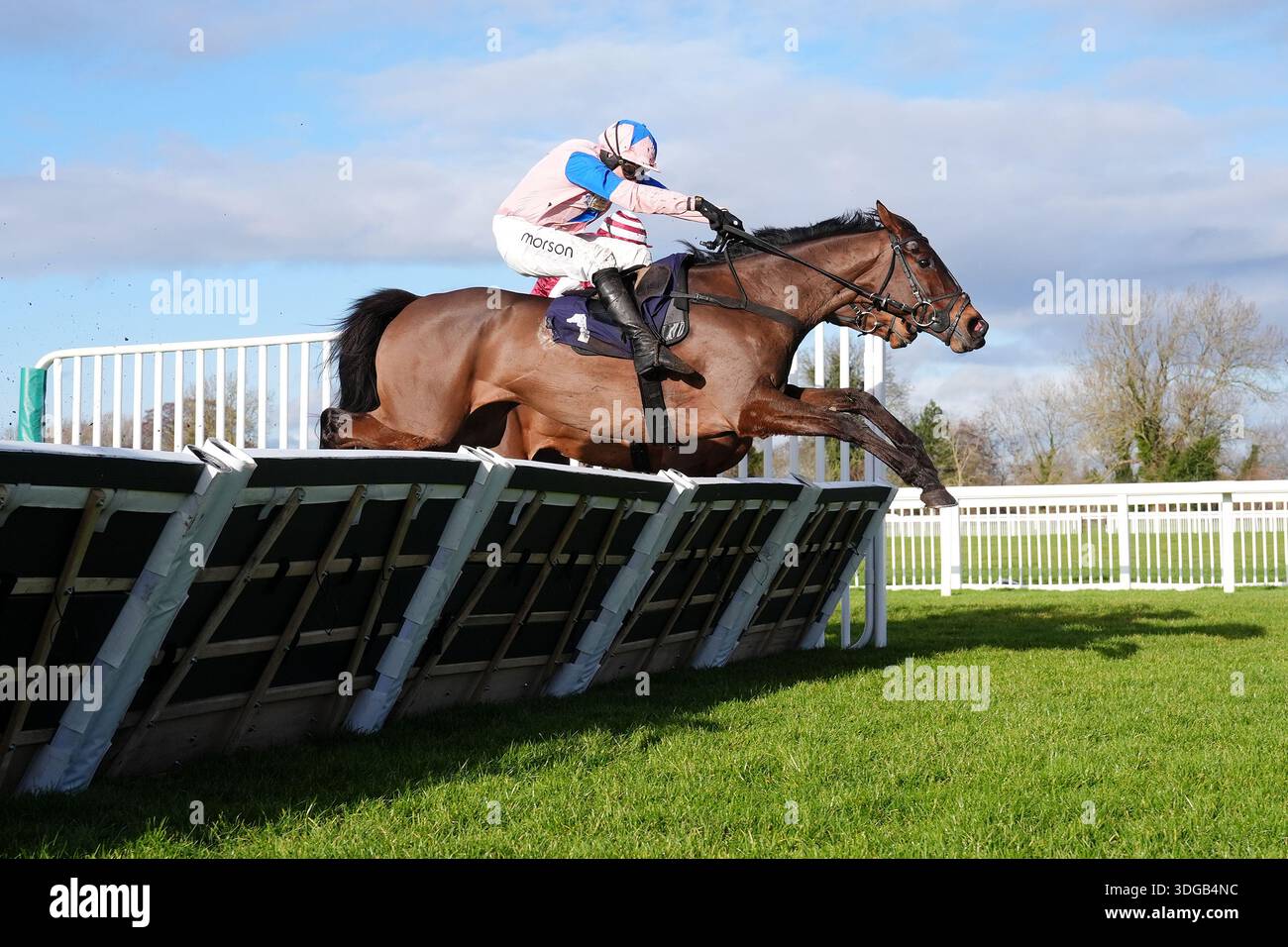Moneygarrow ridden by Harry Skelton on their way to winning the Thorn ...