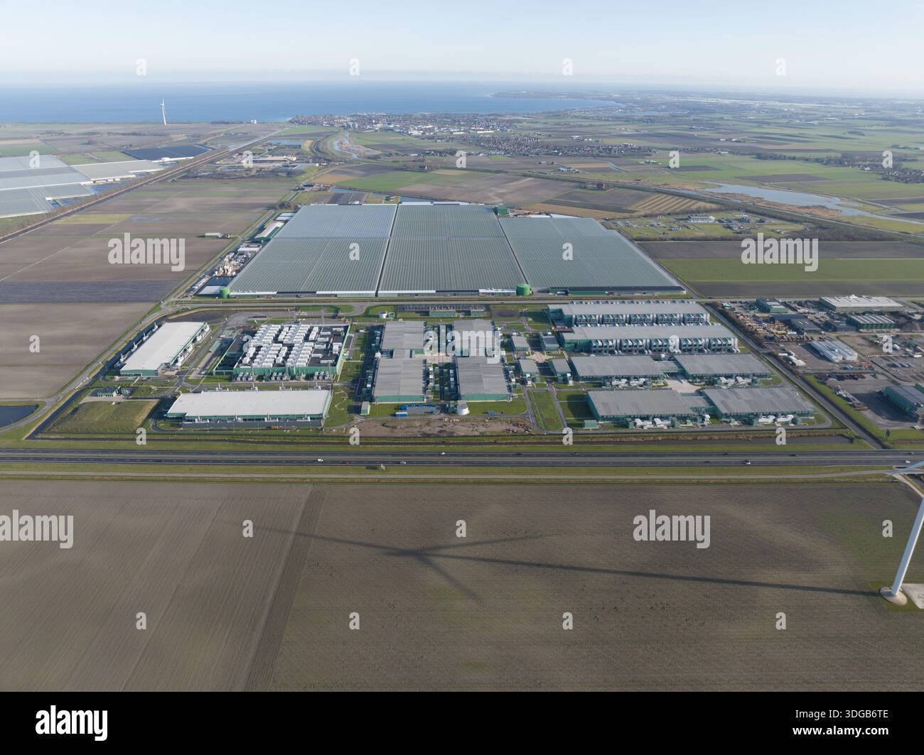 Hyperscale data center complex supporting cloud computing operations Stock Photo