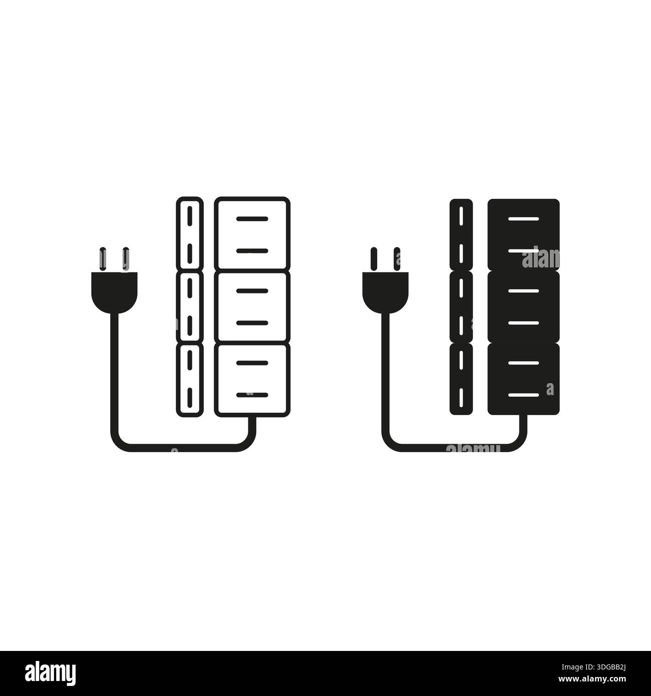 Vertical socket icon. Power strip plug. Electric cord Vector. Extension hub set. EPS 10. Stock Vector