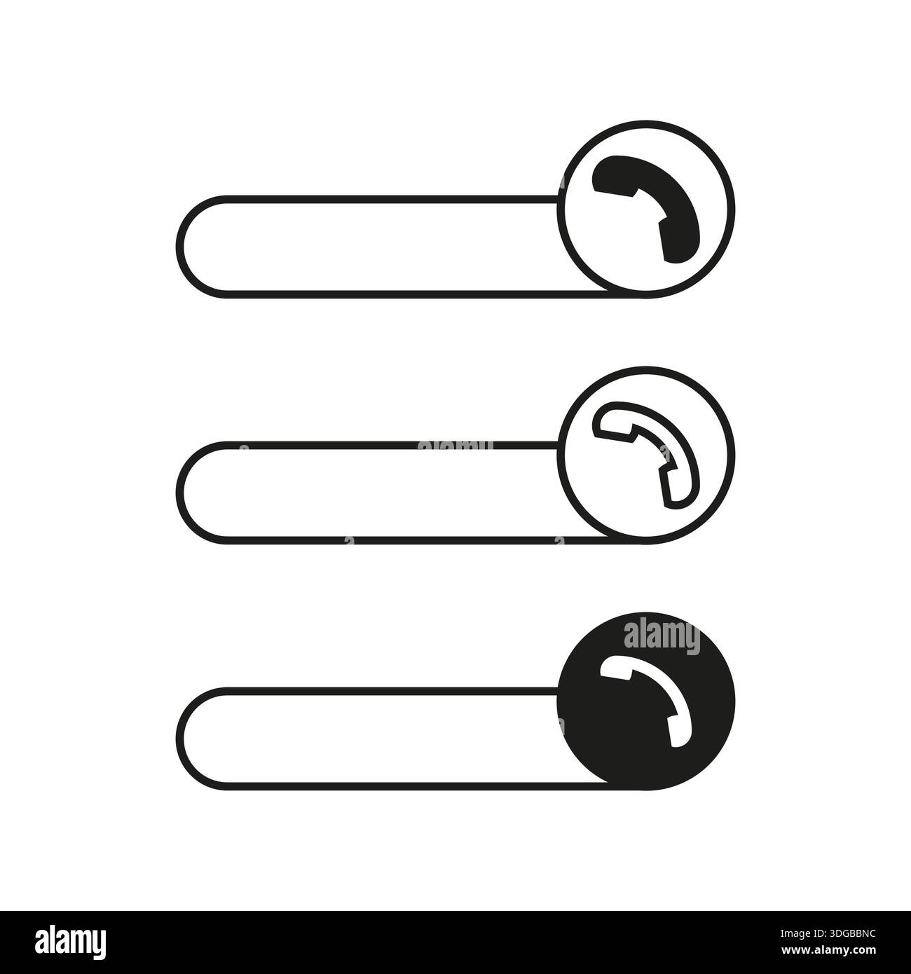 Phone switch icon. Call slider toggle. Interface button Vector. Mobile control. EPS 10. Stock Vector