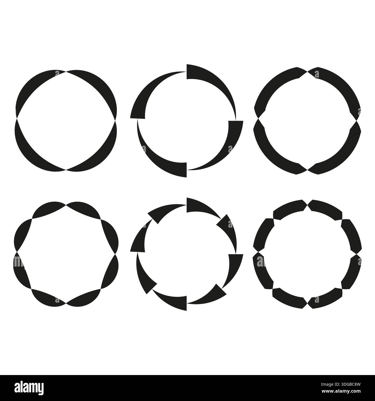 Segment circle set. Loading ring icon. Buffering wheel Vector. Round chart part. EPS 10. Stock Vector