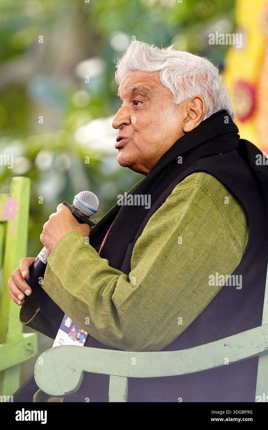 Javaed Rajesthan Jaipur, India. 15th Jan, 2026. Indian Poet Javed Akhtar speaks during ...