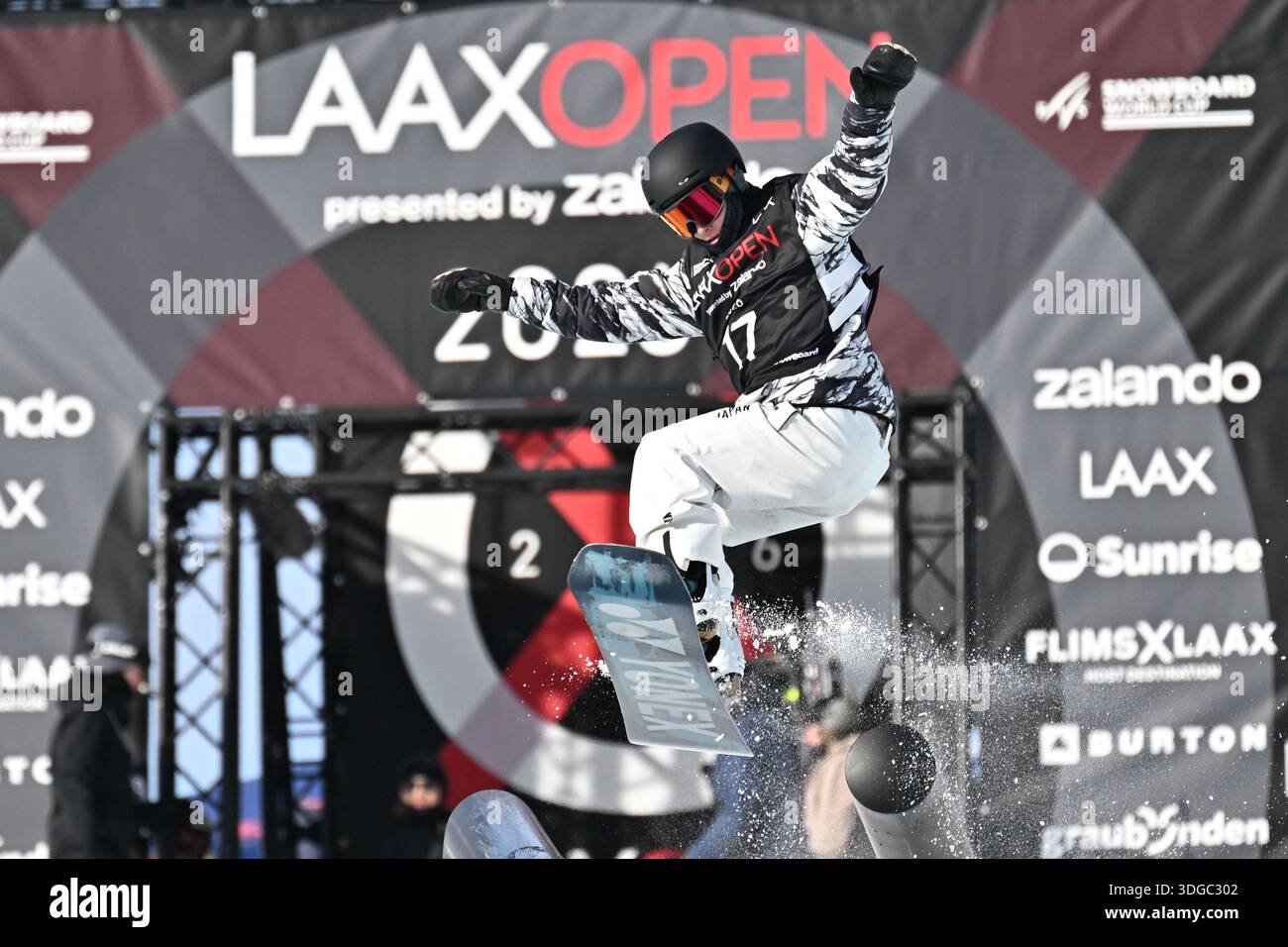 Kira Kimura of Japan competes in the men's snowboard slopestyle